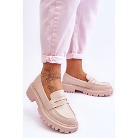 Mocassins à enfiler à plateforme en cuir beige Riverside 2 Mocassins à enfiler à plateforme en cuir beige Riverside 2