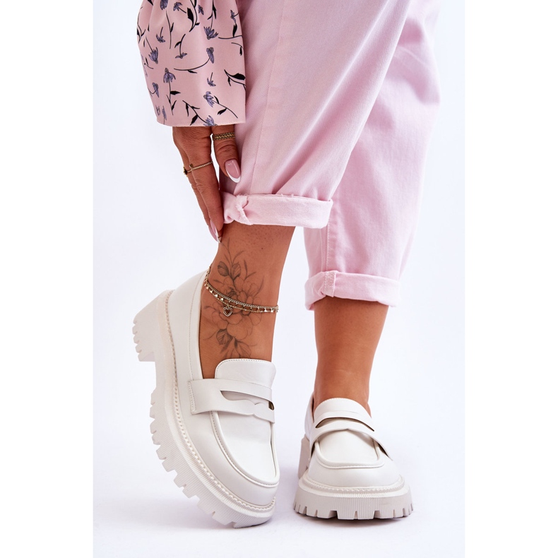 Mocassins à plateforme à enfiler Riverside blancs blanche 2