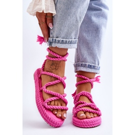 Sandales nouées sur une plate-forme massive Pink Can't Wait rose 1