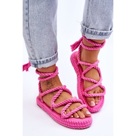 Sandales nouées sur une plate-forme massive Pink Can't Wait rose 4