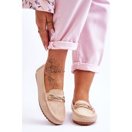 Mocassins en daim classiques avec embellissements Amera beiges 1
