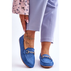 Mocassins Classiques En Daim Avec Embellissement Bleu Amera 1