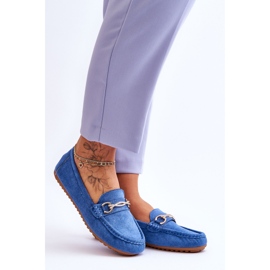 Mocassins Classiques En Daim Avec Embellissement Bleu Amera 7
