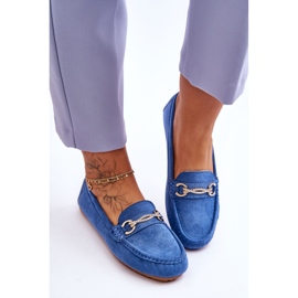 Mocassins Classiques En Daim Avec Embellissement Bleu Amera 3