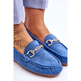 Mocassins Classiques En Daim Avec Embellissement Bleu Amera 6
