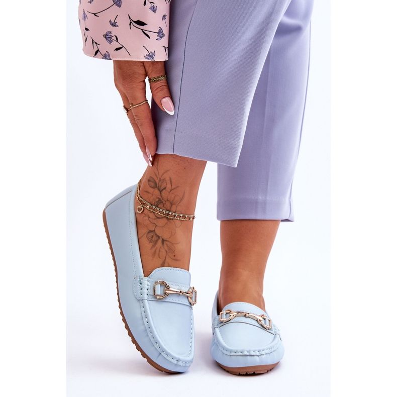 Mocassins Classiques en Cuir Verona Bleu Clair 1