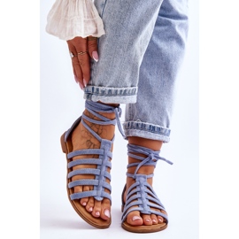 FC3 Sandales Romaines en Daim pour Femme Bleu Semper 1