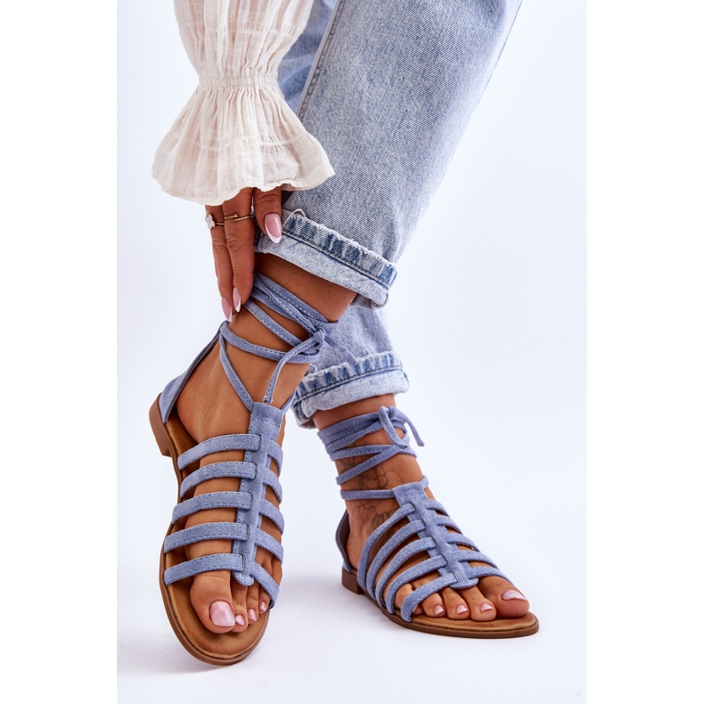 FC3 Sandales Romaines en Daim pour Femme Bleu Semper 2