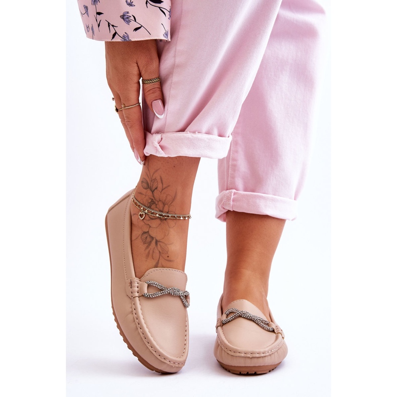 Mocassins à enfiler pour femmes avec décoration scintillante Beige This Moment 1