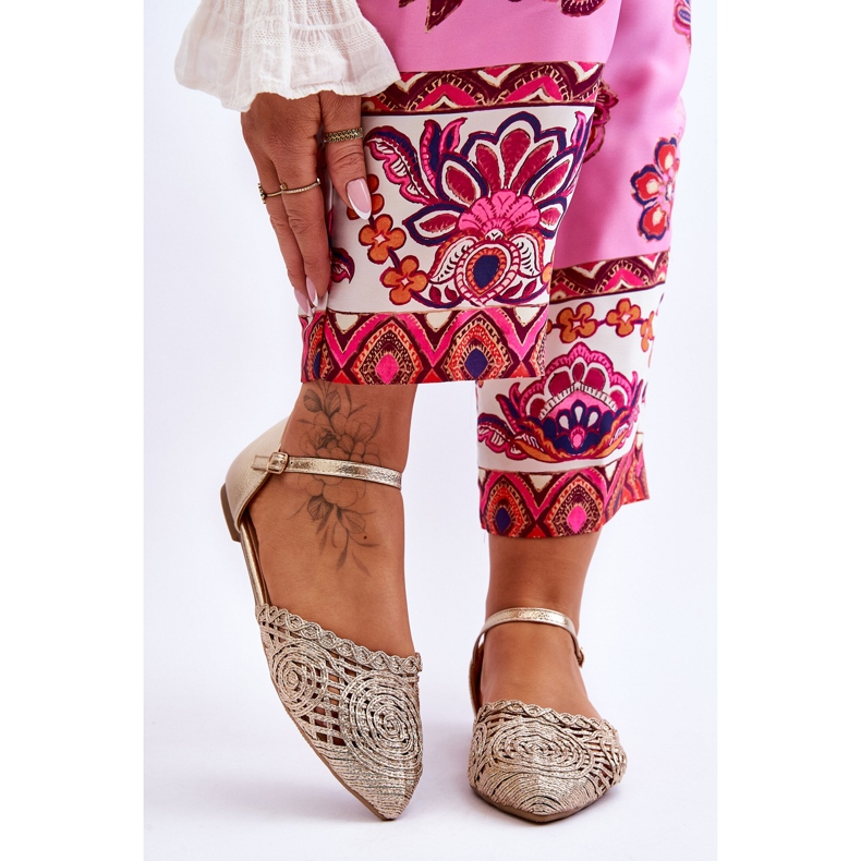 FM1 Sandales Femme Elégantes Plates Doré Sheia 1