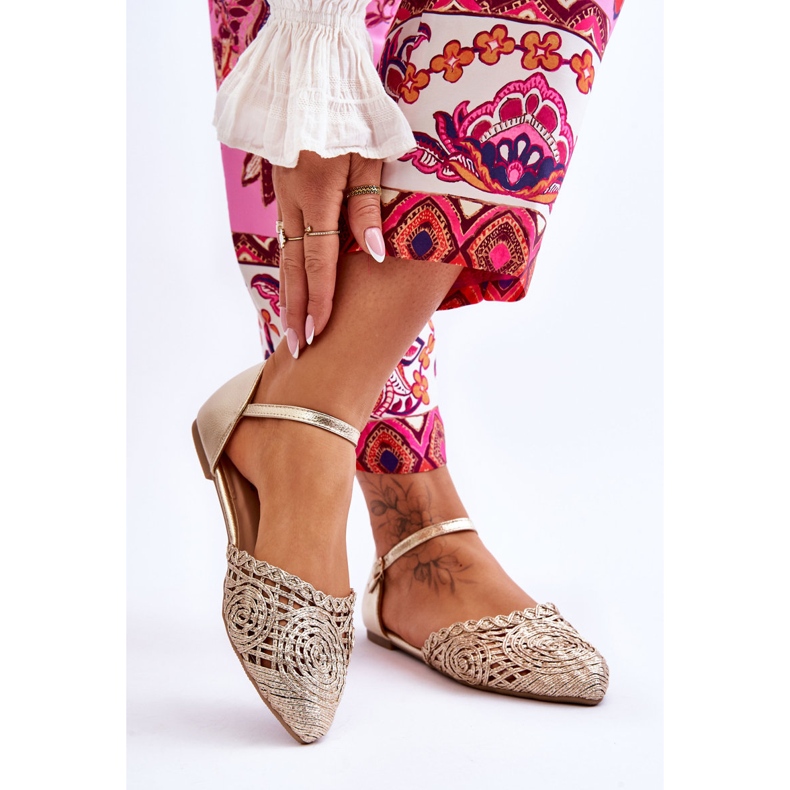 FM1 Sandales Femme Elégantes Plates Doré Sheia 2