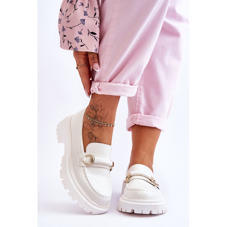 FG1 Mocassins Femme Sur Plateforme Massive Blanc Calypso blanche 1