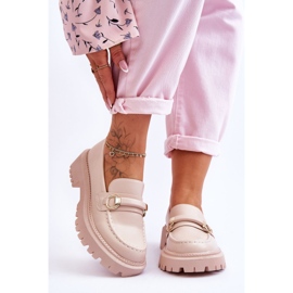 FG1 Mocassins Femme Sur Plateforme Massive Beige Calypso 1