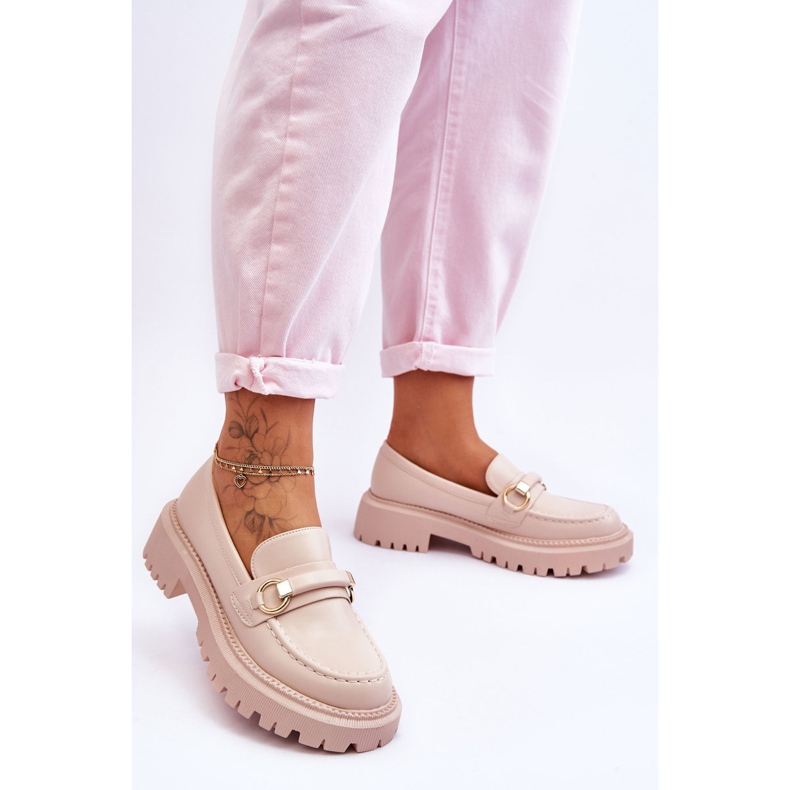 FG1 Mocassins Femme Sur Plateforme Massive Beige Calypso 2