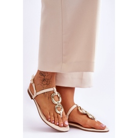 Tongs en cuir à talons plats beiges Keep Going 6
