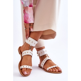 FI1 Sandales pour femmes uniques avec clous Selina blancs 2