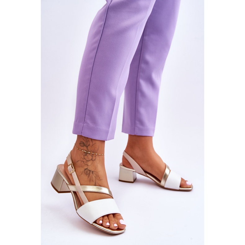 Sergio Leone Sandales à Talons Hauts en Cuir SK826 Blanc et Or blanche 2 Sergio Leone Sandales à Talons Hauts en Cuir SK826 Blanc et Or blanche 2