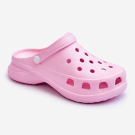 PG2 Mousse Slides Crocs On A Chunky Sole Rose Katniss 1