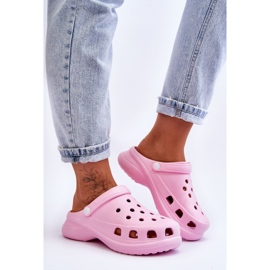 PG2 Mousse Slides Crocs On A Chunky Sole Rose Katniss 6