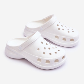 PG2 Foam Slides Crocs On A Chunky Sole Blanc Katniss blanche 2