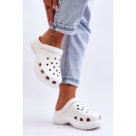 PG2 Foam Slides Crocs On A Chunky Sole Blanc Katniss blanche 7