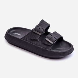 Chaussons En Mousse À Rayures Pour Femmes Noir Sharmen 1