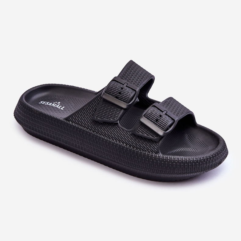 Chaussons En Mousse À Rayures Pour Femmes Noir Sharmen 1