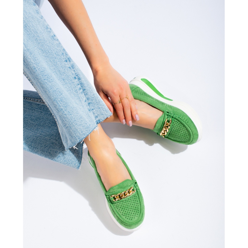 Mocassins Shelovet verts pour femmes sur la plate-forme 2 Mocassins Shelovet verts pour femmes sur la plate-forme 2