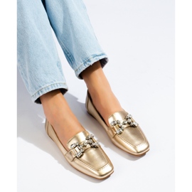 Mocassins dorés pour femme avec ornement Shelovet 1
