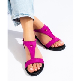 Sandales plates femme Vinceza fuchsia rose 2
