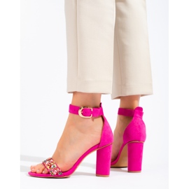 Sandales fuchsia pour femmes avec pierres Vinceza décoratives rose 1