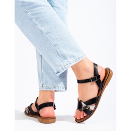 Sandales plates en cuir noir W. Potocki le noir 2