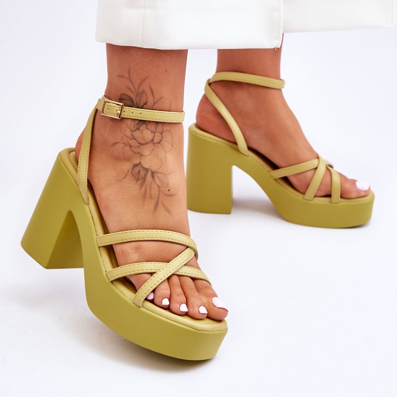 FS1 Sandales à talons hauts à la mode avec des lanières de lime Shemira vert 2