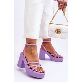 FS1 Sandales à talons hauts à la mode avec des rayures Shemira violettes 2 FS1 Sandales à talons hauts à la mode avec des rayures Shemira violettes 2