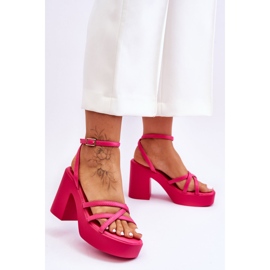 FS1 Sandales à talons hauts à la mode avec lanières Fuchsia Shemira rose 2 FS1 Sandales à talons hauts à la mode avec lanières Fuchsia Shemira rose 2