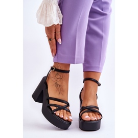 FS1 Sandales à talons Shemira noires à la mode avec sangles 1