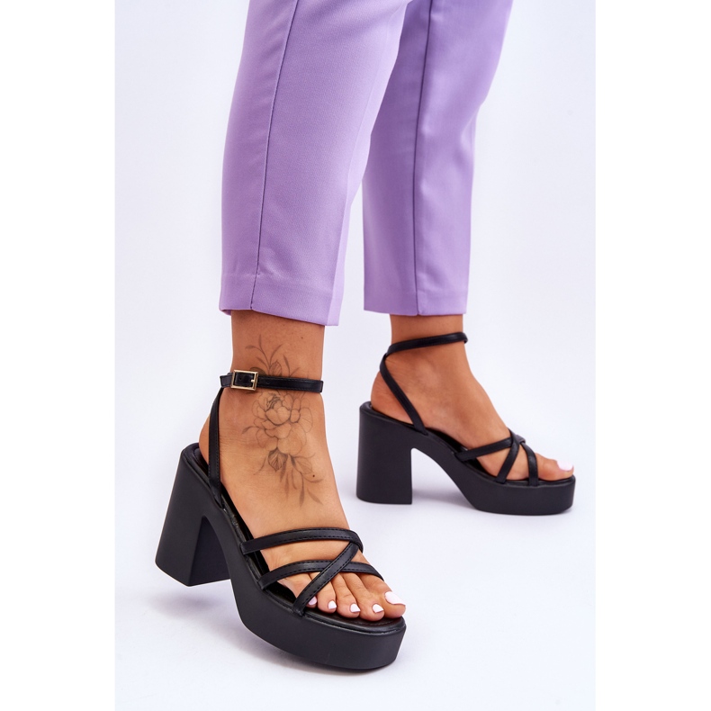 FS1 Sandales à talons Shemira noires à la mode avec sangles le noir 2