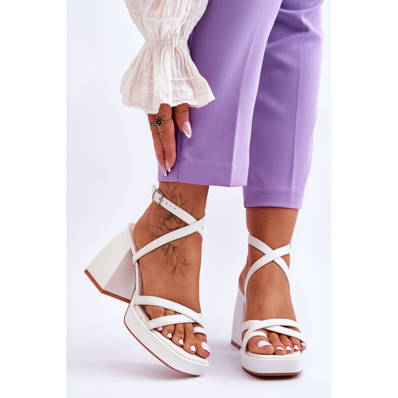 FS1 À la mode blanc secret rose talons hauts et sandales à plateforme 1