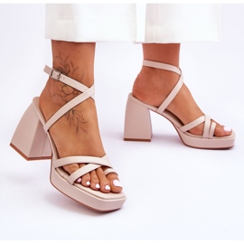 FS1 Talons à la mode et sandales à plateforme beige Secret Rose 2