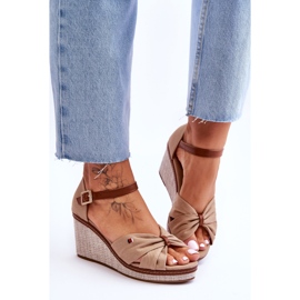 PS1 Sandales pour femmes sur un coin tressé beige foncé Judith 1 PS1 Sandales pour femmes sur un coin tressé beige foncé Judith 1