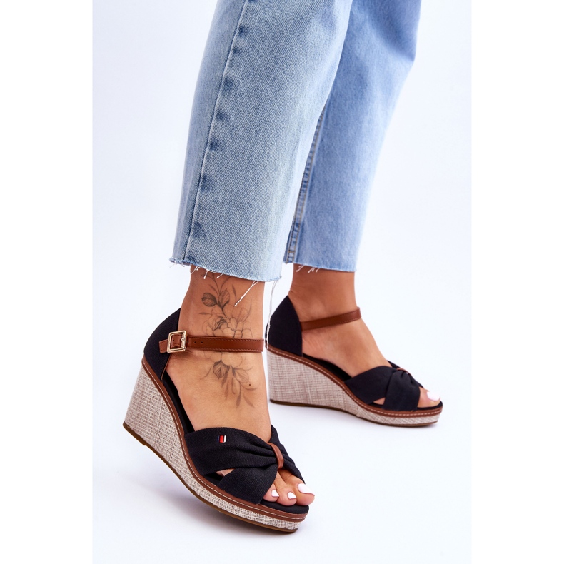 PS1 Sandales pour femmes sur un coin tressé noir Judith 2