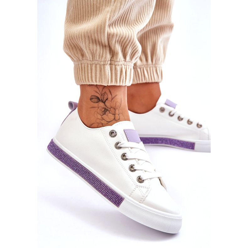 PS1 Baskets basses à jets pour femmes Blanc-Violet Demira 4