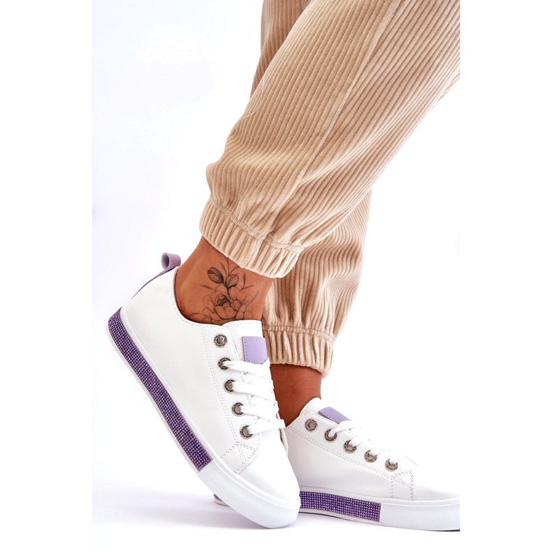 PS1 Baskets basses à jets pour femmes Blanc-Violet Demira 5