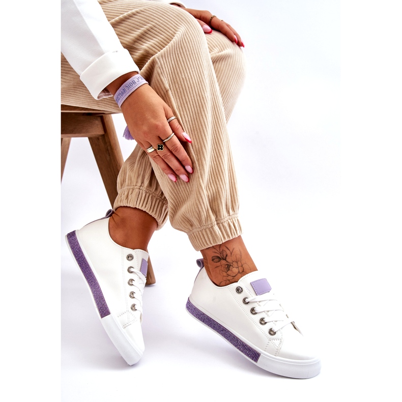 PS1 Baskets basses à jets pour femmes Blanc-Violet Demira 6