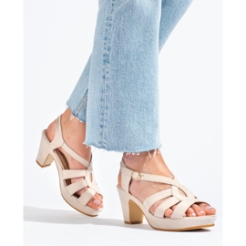 Sandales à talons en daim beige pour femmes de Shelovet 1