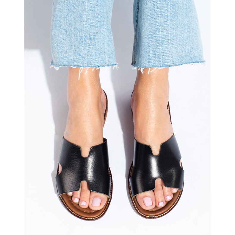 W. Potocki Chaussons en cuir noir pour femmes de Potocki 1