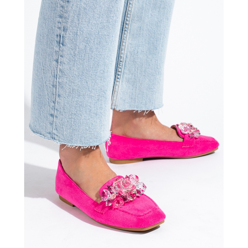 Mocassins Shelovet en daim rose avec pierres 2 Mocassins Shelovet en daim rose avec pierres 2