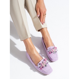 Mocassins Shelovet en daim violet avec pierres 1