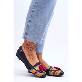 Ballerines Cuir Maciejka À Franges Bleu Marine 04016-17 multicolore 8