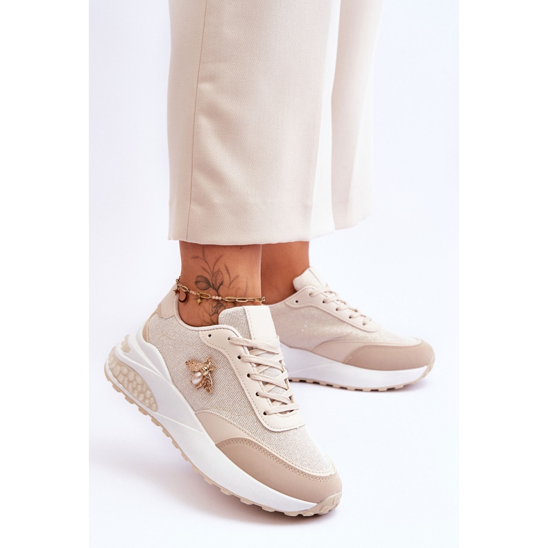 PS1 Chaussures de sport brillantes avec décoration Seneca beige 2